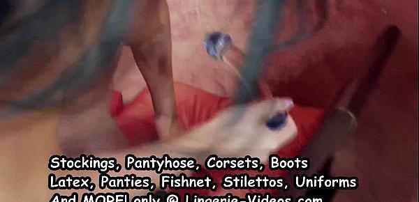 Mandy masturbates in stockings and stiletto heels